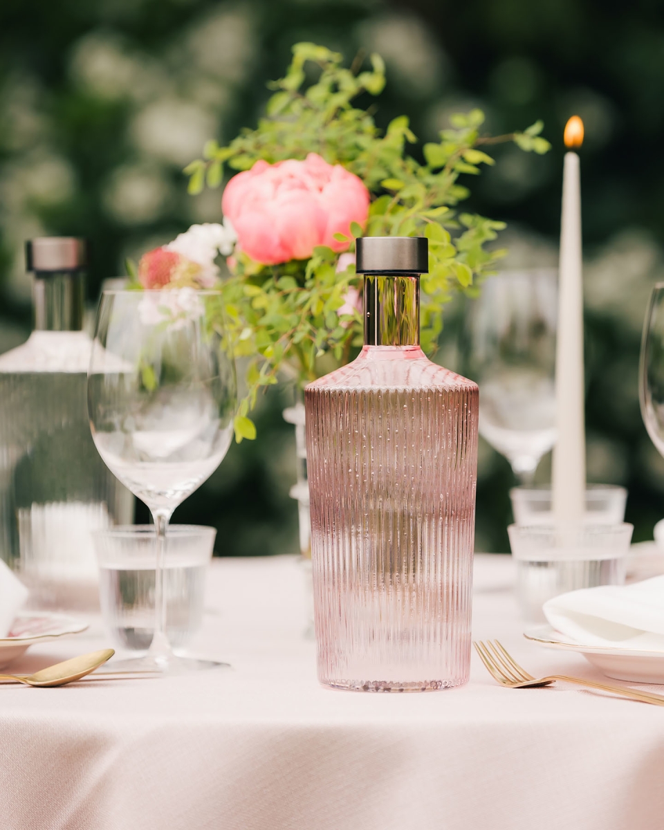 Glazen waterfles - Pink