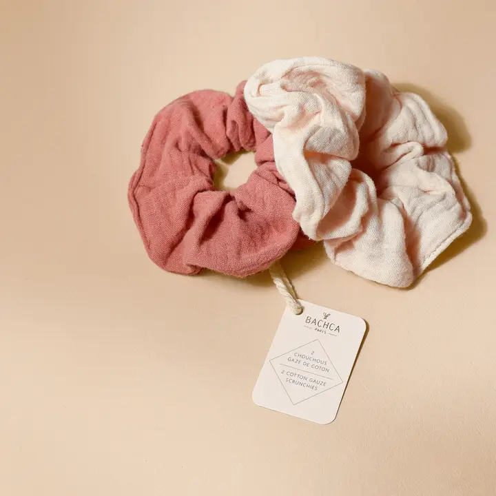 Scrunchies in katoen mousseline - set van 2