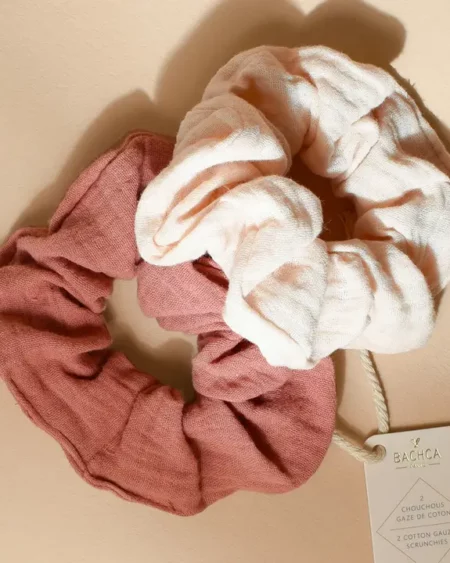 Scrunchies in katoen mousseline - set van 2
