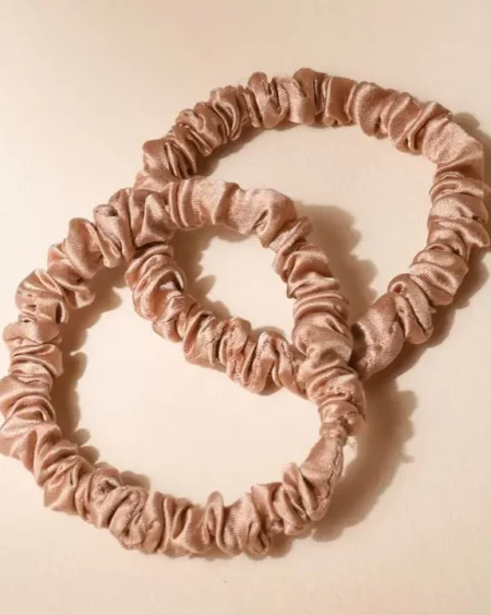 Zijden Scrunchies nude - set van 2