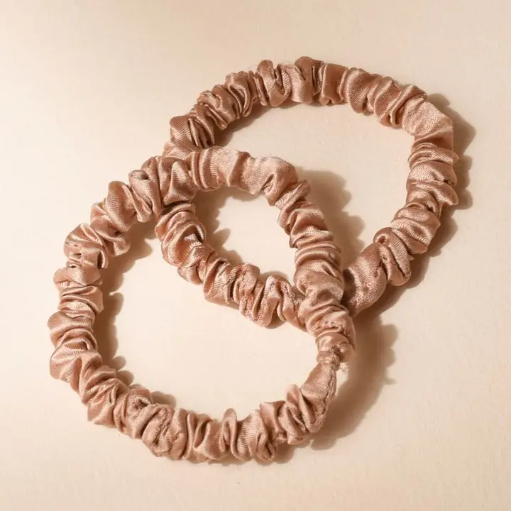 Zijden Scrunchies nude - set van 2