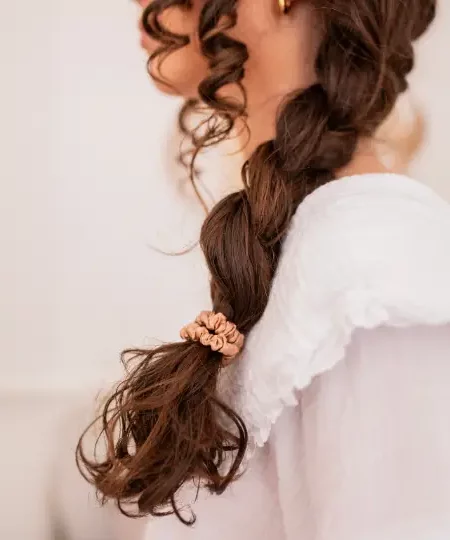 Zijden Scrunchies nude - set van 2