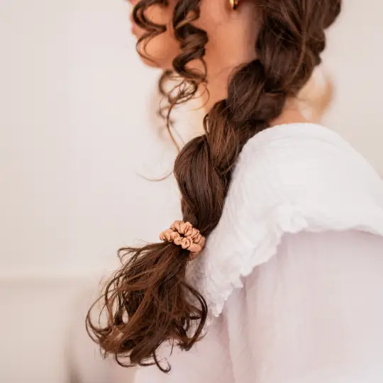 Zijden Scrunchies nude - set van 2