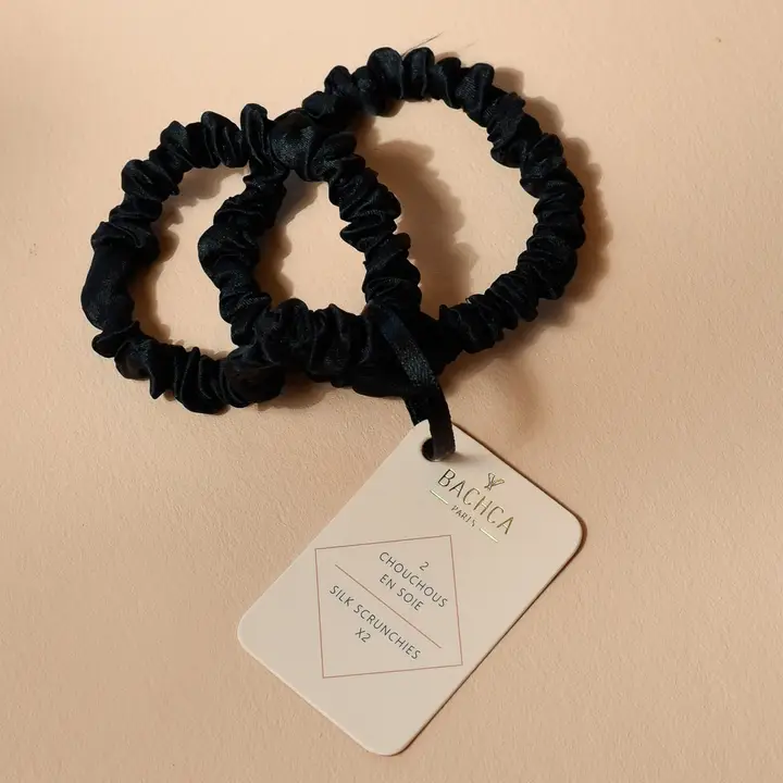 Zijden Scrunchies zwart - set van 2