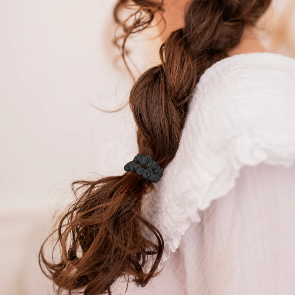 Zijden Scrunchies zwart - set van 2
