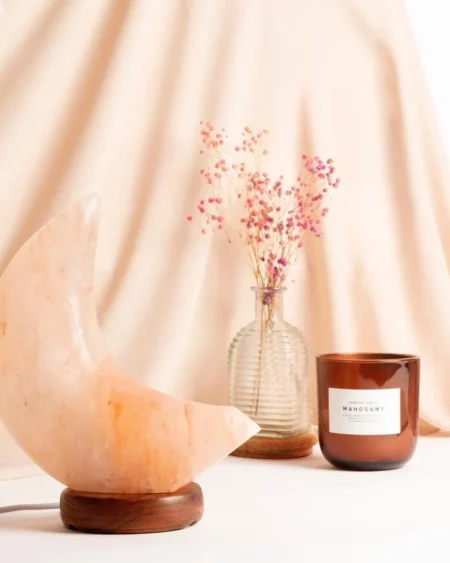 Oranje zoutsteen Maanlamp
